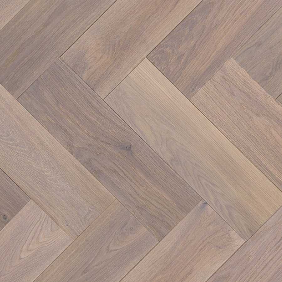 Floer Visgraat Parket Rustiek Eiken Gerookt, Geborsteld & Wit Geolied